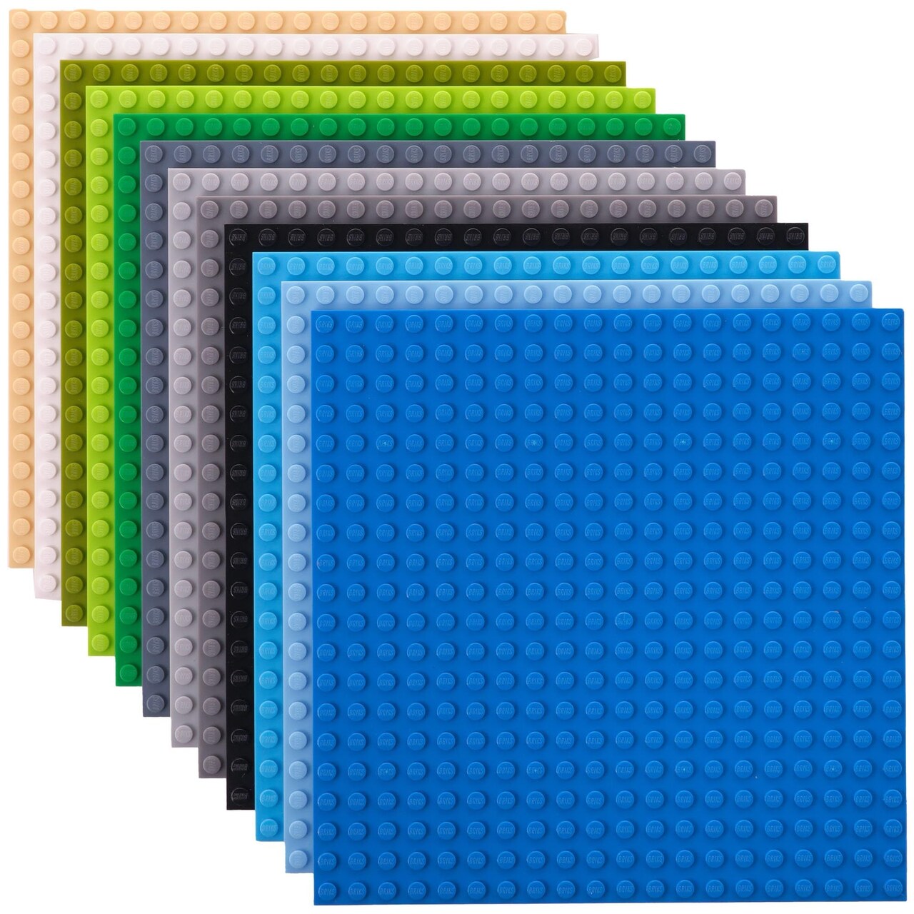 Strictly Briks Classic Stackable Baseplates, Building Bricks For Towers, Shelves, and More, 100% Compatible with All Major Brands, Nature Colors, 12 Pack, 6x6 Inches